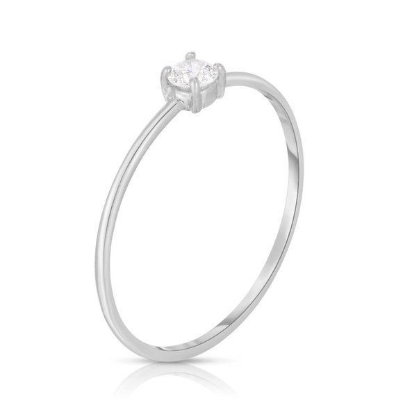 Single Round Diamond Ring In 14k Gold - Picture 4 of 7